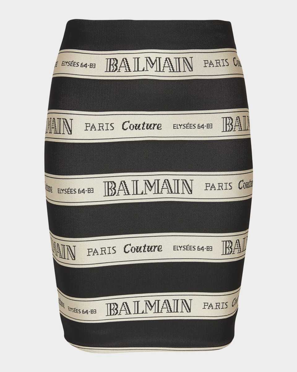 Striped Balmain Jacquard Mini Skirt